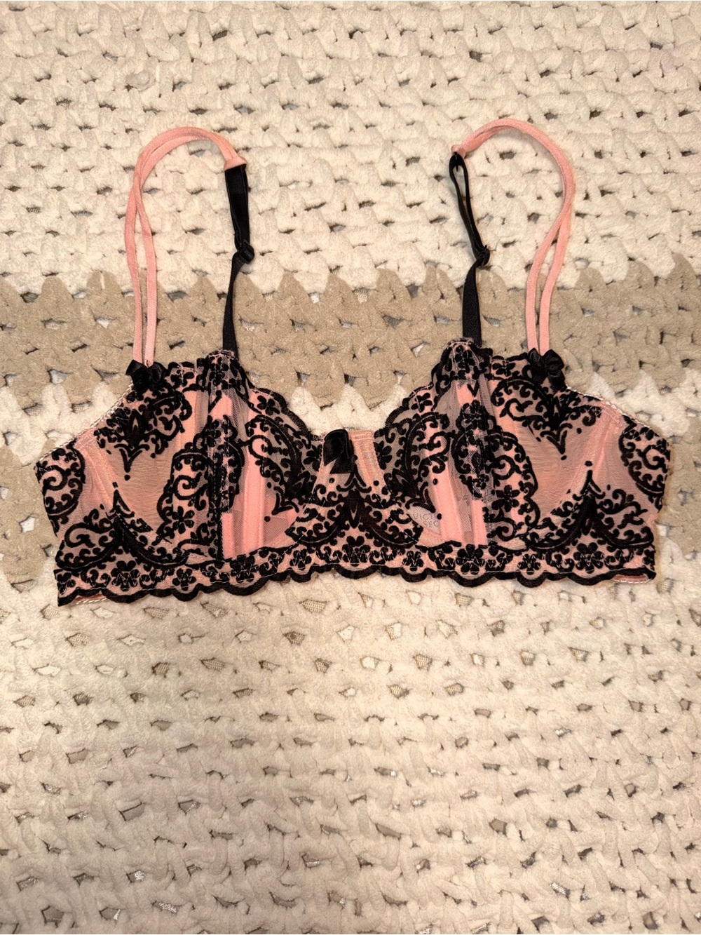 Victoria's Secret Pink Bralette with Black Lace Overlay